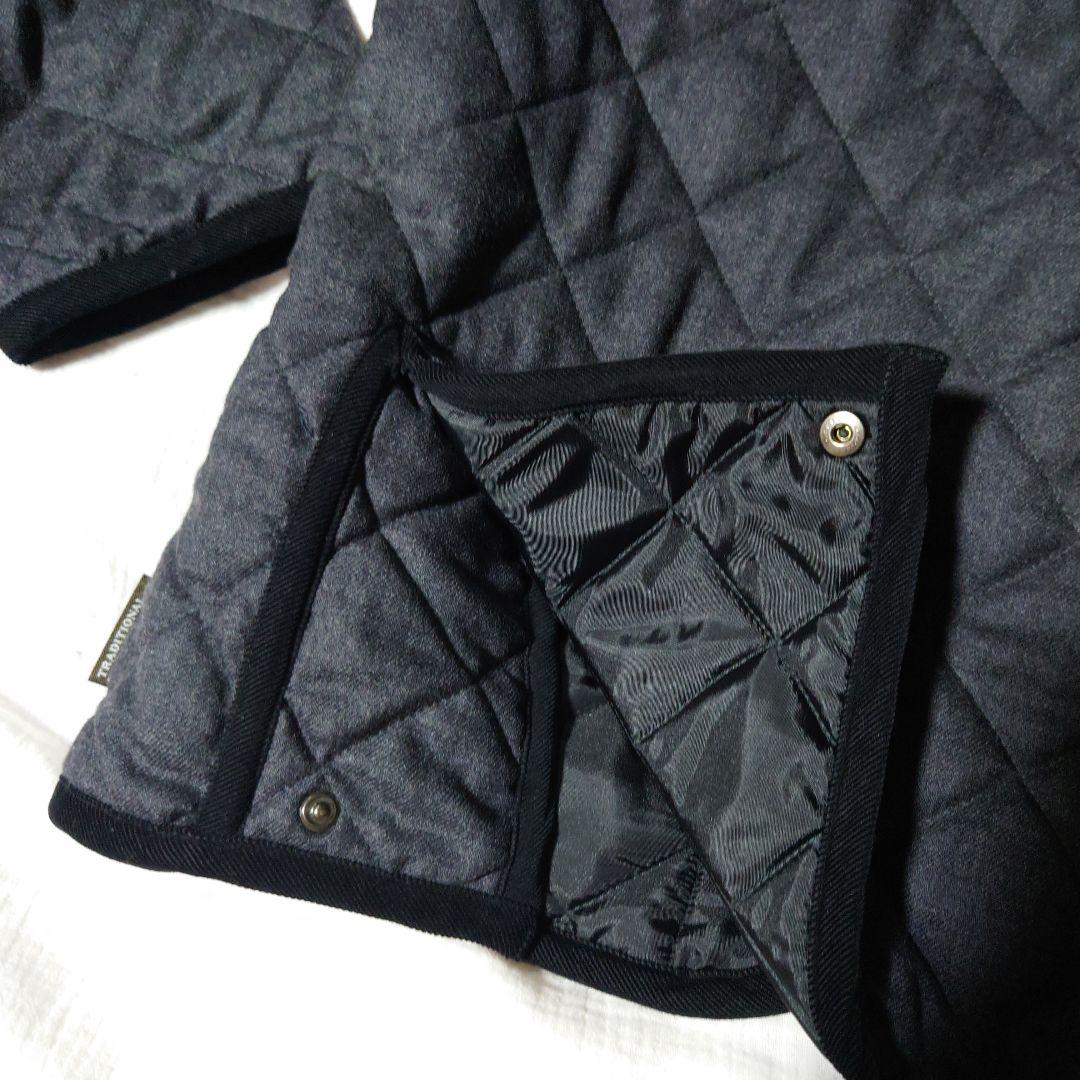 トラディショナルウェザーウェアWAVERLYキルティング人気ネイビー美品暖かい