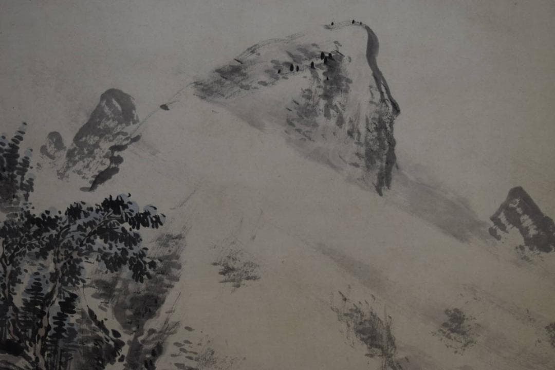 模写/高橋草坪/山水人物図/桐題箱付/布袋屋掛軸HG-234