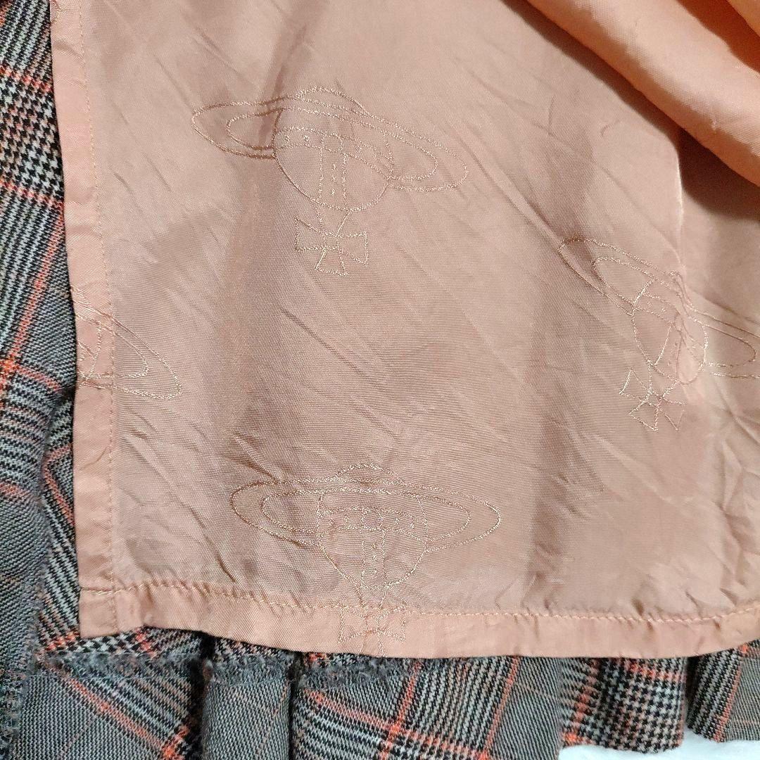 ヴィヴィアン　スカート　ウール　プリーツ チェック　オーヴボタン　裏地ロゴ　L