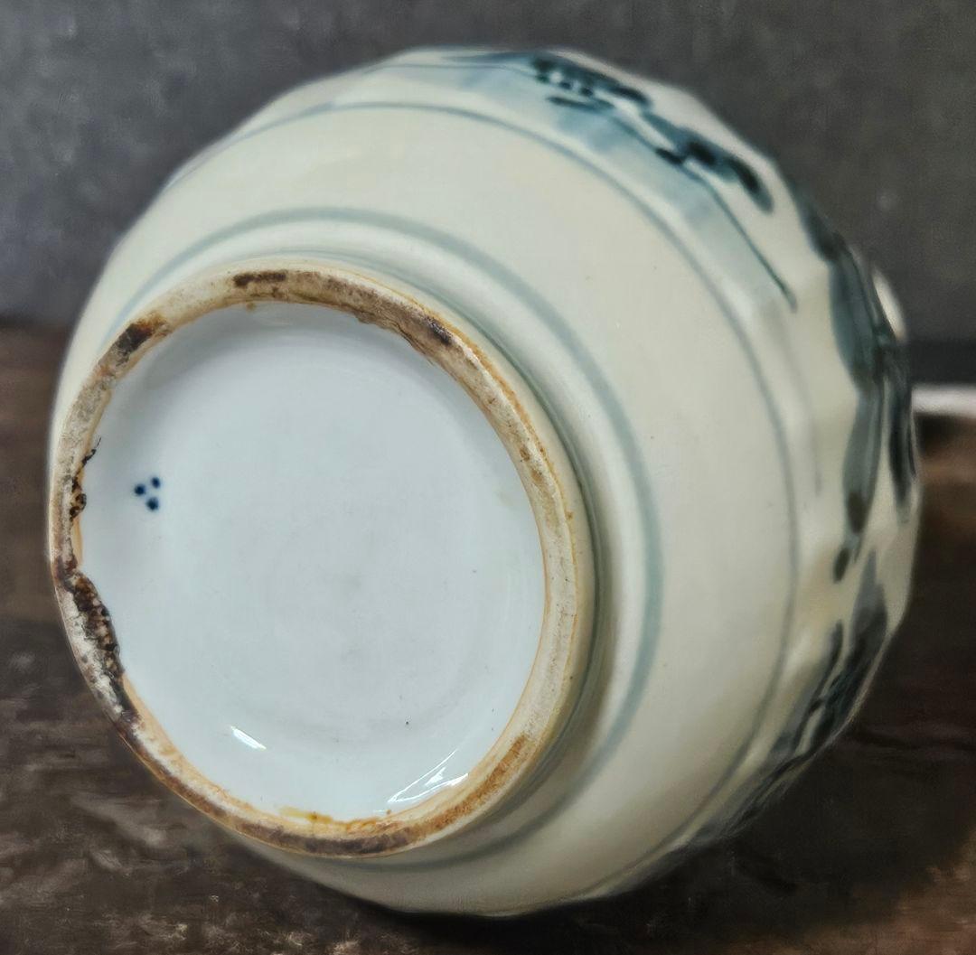 19世紀 欧州アンティーク オランダ デルフト 古伊万里写 山水に花図 乳