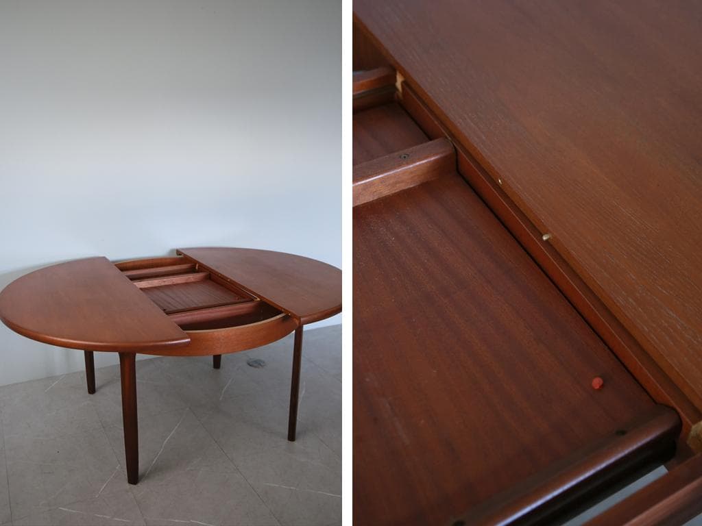 英国アンティーク伸張式ラウンドダイニングテーブル/エクステンション机92-102