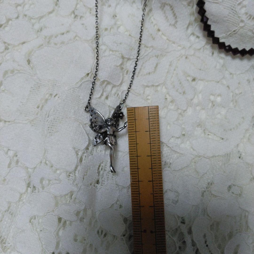 シルバー 925 妖精 フェアリー ペンダント ストーン付 ネックレス ガーネッ