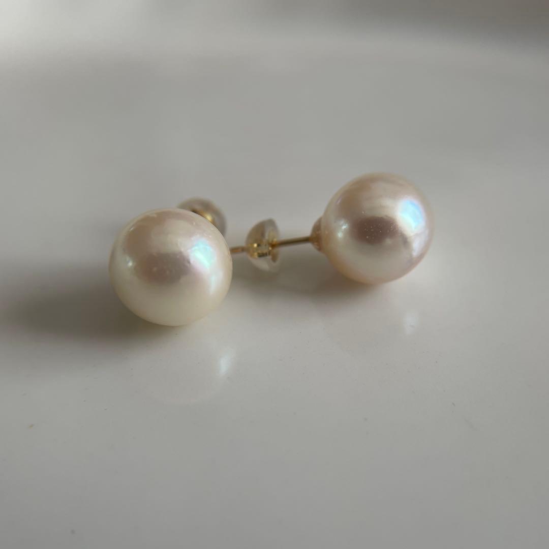 宇和島産 あこや本真珠 大珠 パール ピアス 金具K18 イエローゴールド
