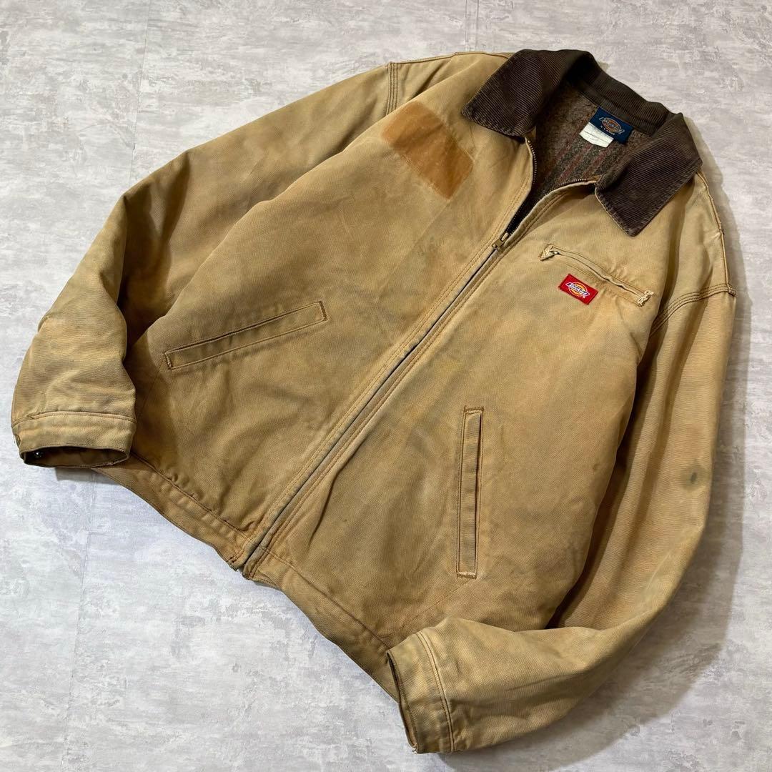 90s Dickies ダック デトロイトジャケット 襟コーデュロイ キャメル
