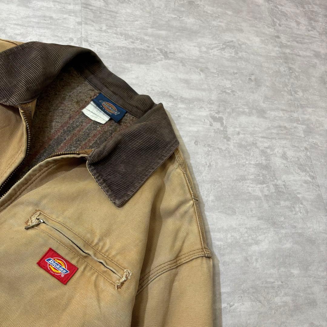90s Dickies ダック デトロイトジャケット 襟コーデュロイ キャメル