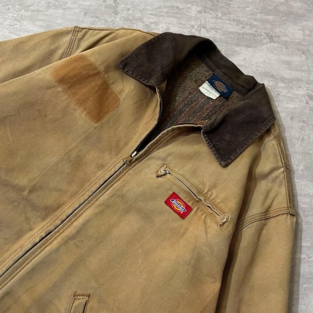 90s Dickies ダック デトロイトジャケット 襟コーデュロイ キャメル