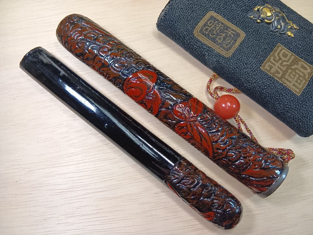 特別ホビー・楽器・アート - 煙草入れ相良刺繍天女前金具／天女漆煙管