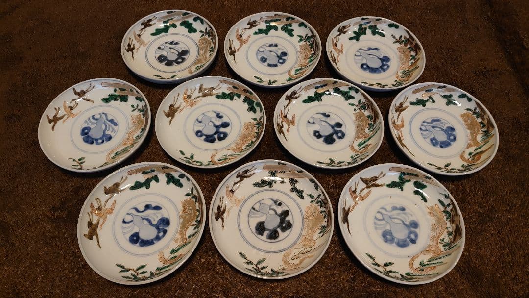 古伊万里 伊万里 豆皿 菓子皿 虎の図 鶴の図 蔵出し 10客