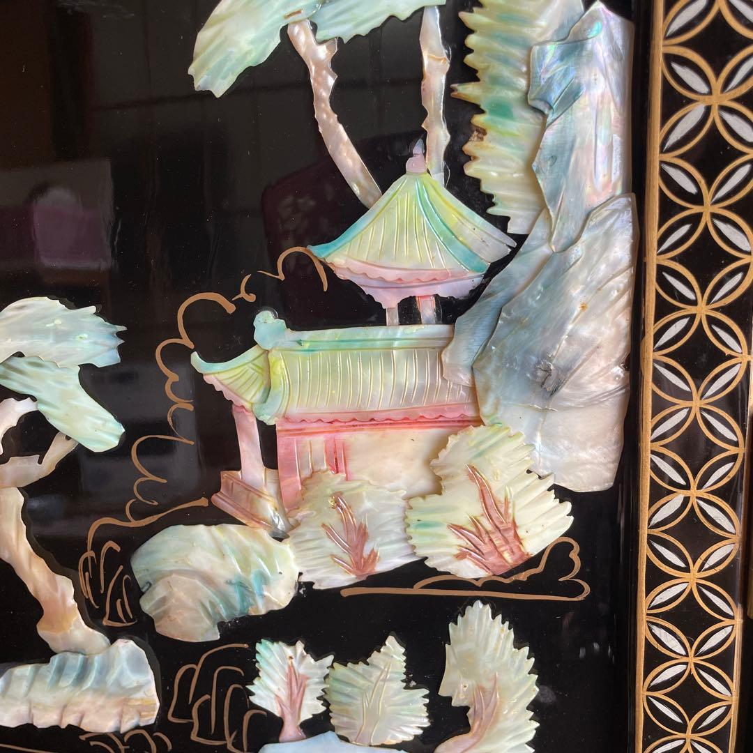 貝殻細工の風景画屏風 4つ折り｜2025年最新】貝細工 屏風の