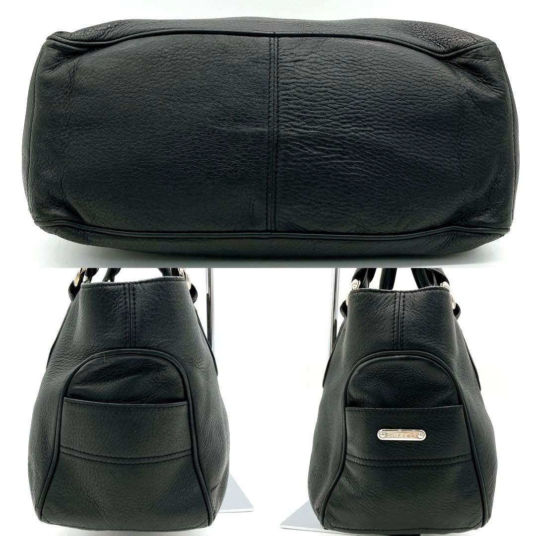 【CELINE】ハンドバッグ　レザー　ブラック　シルバー金具　自立