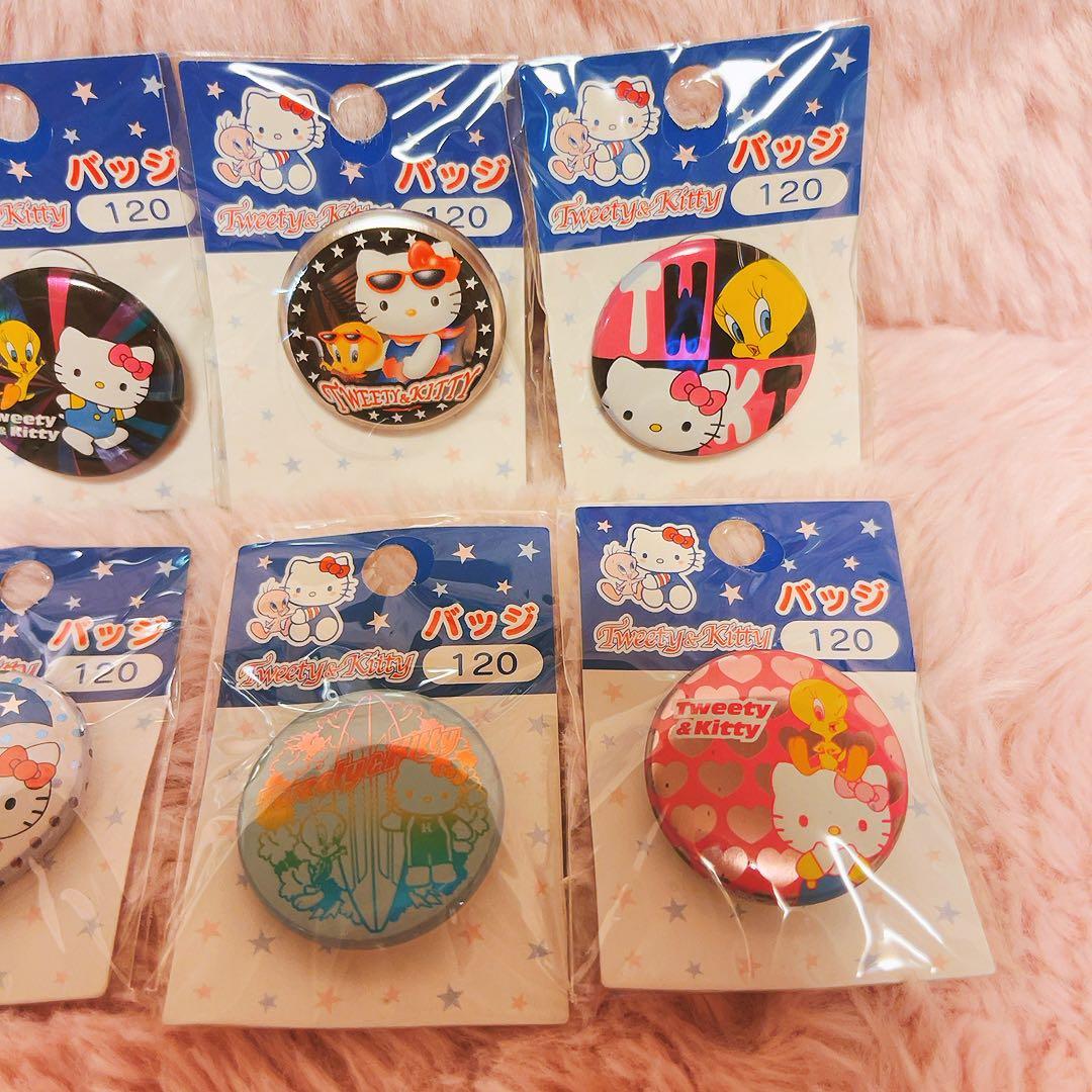 希少レア　ハローキティ　トゥイーティー　缶バッチ　2002 サンリオ　平成レトロ