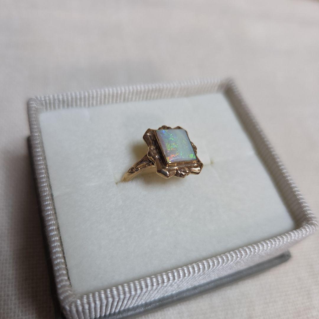 ヴィンテージ品 K10YG オパール スクエア リング
