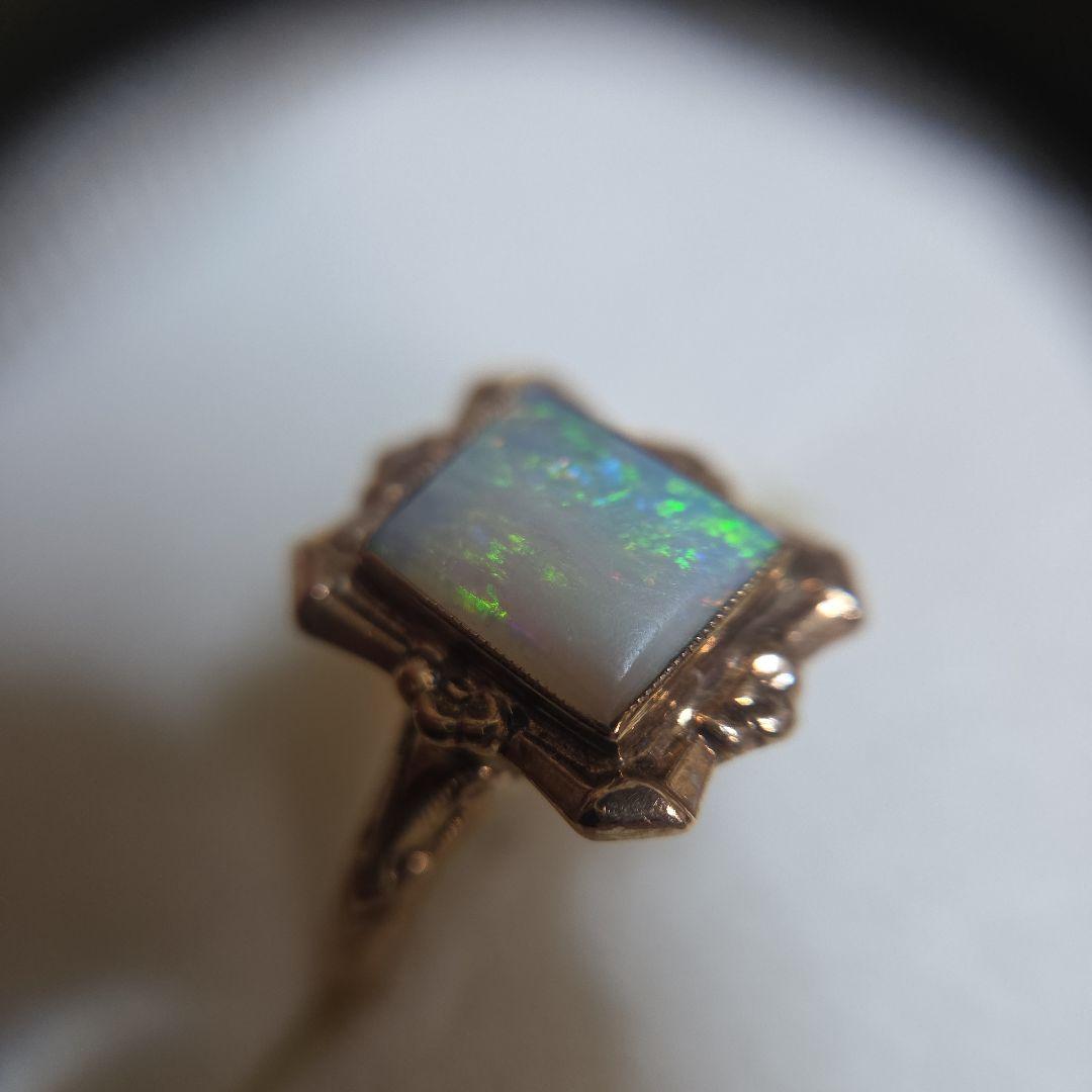 ヴィンテージ品 K10YG オパール スクエア リング