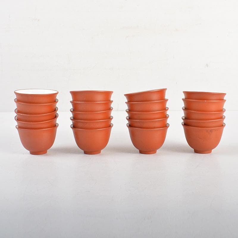 煎茶道具 紫砂 朱泥 内白釉 煎茶碗 20客まとめて N 6285