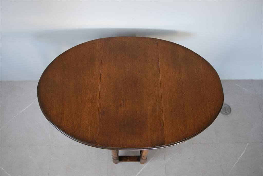 英国アンティーク木製ゲートレッグテーブル/ダイニング机バタフライ(92-158)