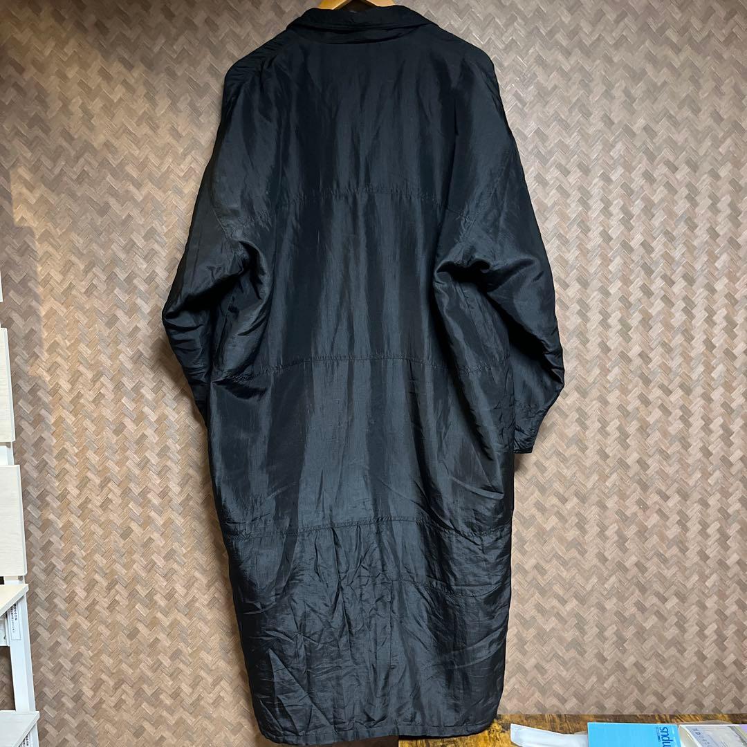 90s ヴィンテージ ナイロン中綿 ロングコート 黒