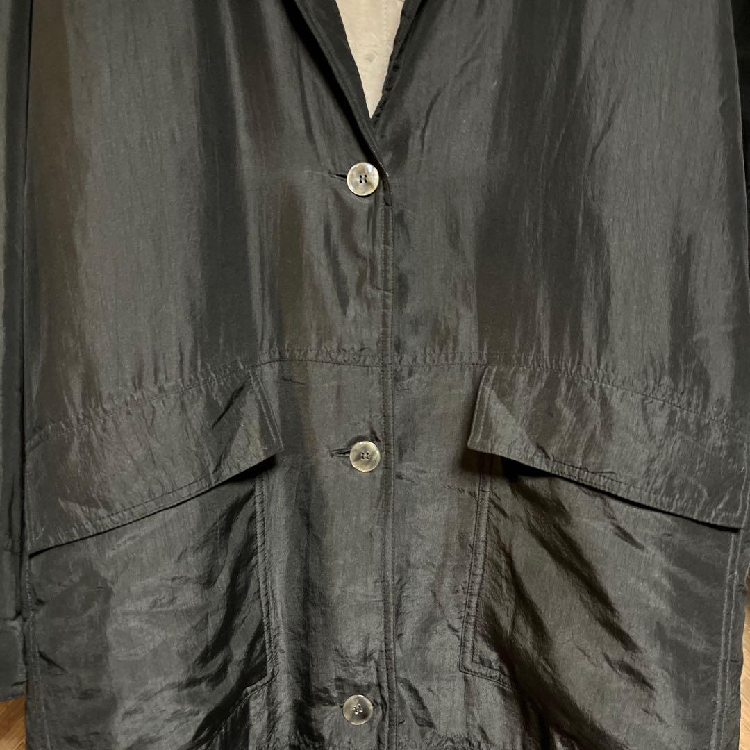 90s ヴィンテージ ナイロン中綿 ロングコート 黒