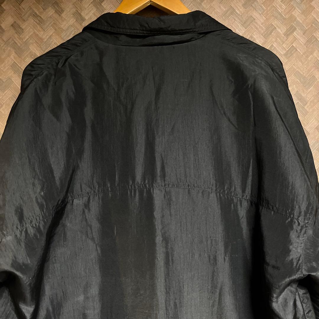 90s ヴィンテージ ナイロン中綿 ロングコート 黒