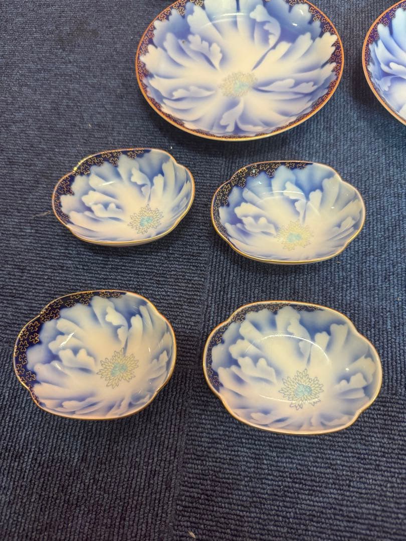1897深川製磁 牡丹金ミル 中皿2客 丸皿2客 小皿4客 金彩 未使用の通販