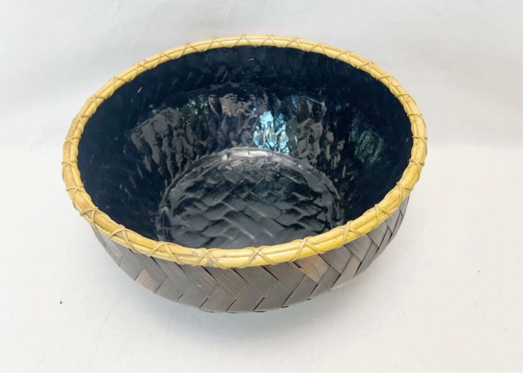 ほぼ未使用 茶道具 東山麗 竹園斎作 淡々斎好写 独楽籠 炭斗