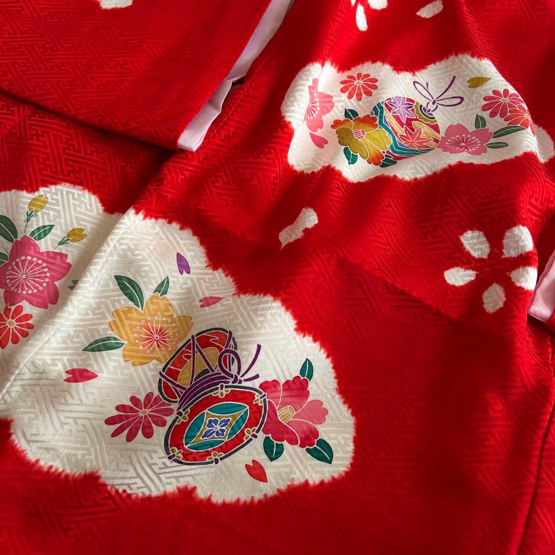 七五三 3歳 フルセット 総絞り 着物 正絹 被布 刺繍 三歳 草履 753