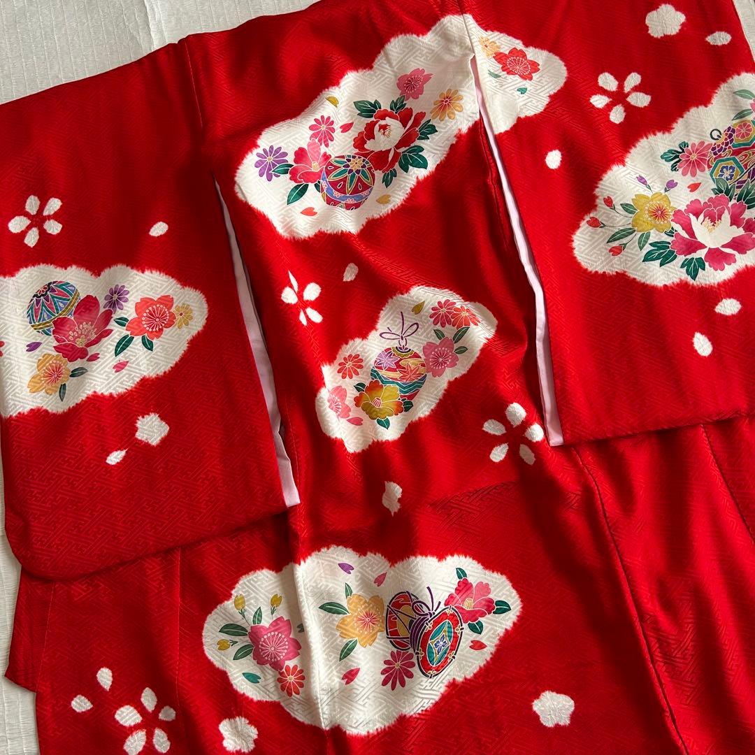七五三 3歳 フルセット 総絞り 着物 正絹 被布 刺繍 三歳 草履 753