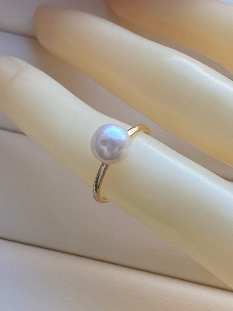 1938 美品❣️K18 天女級テリあこや真珠7.9mm リング　サイズ10.5