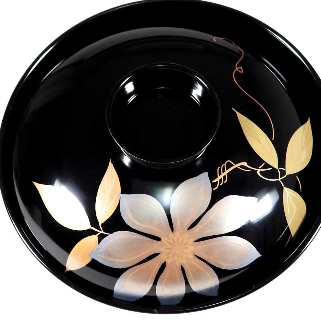 輪島塗 漆器 金蒔絵花絵紋 木製 蓋付椀 お煮物椀 大吸物椀