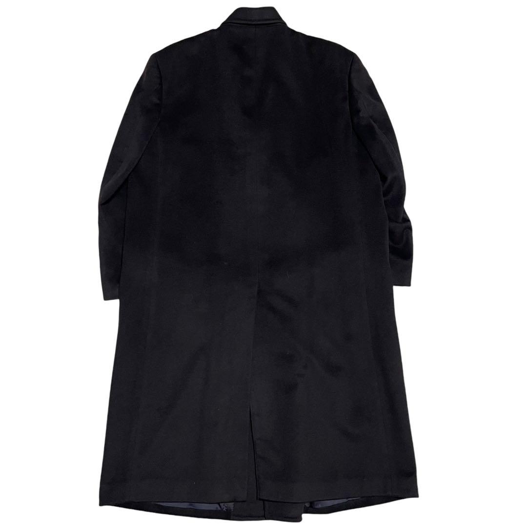 カシミヤ100%【vintage】日本製 マキシ丈ダブルチェスターコート 濃紺L