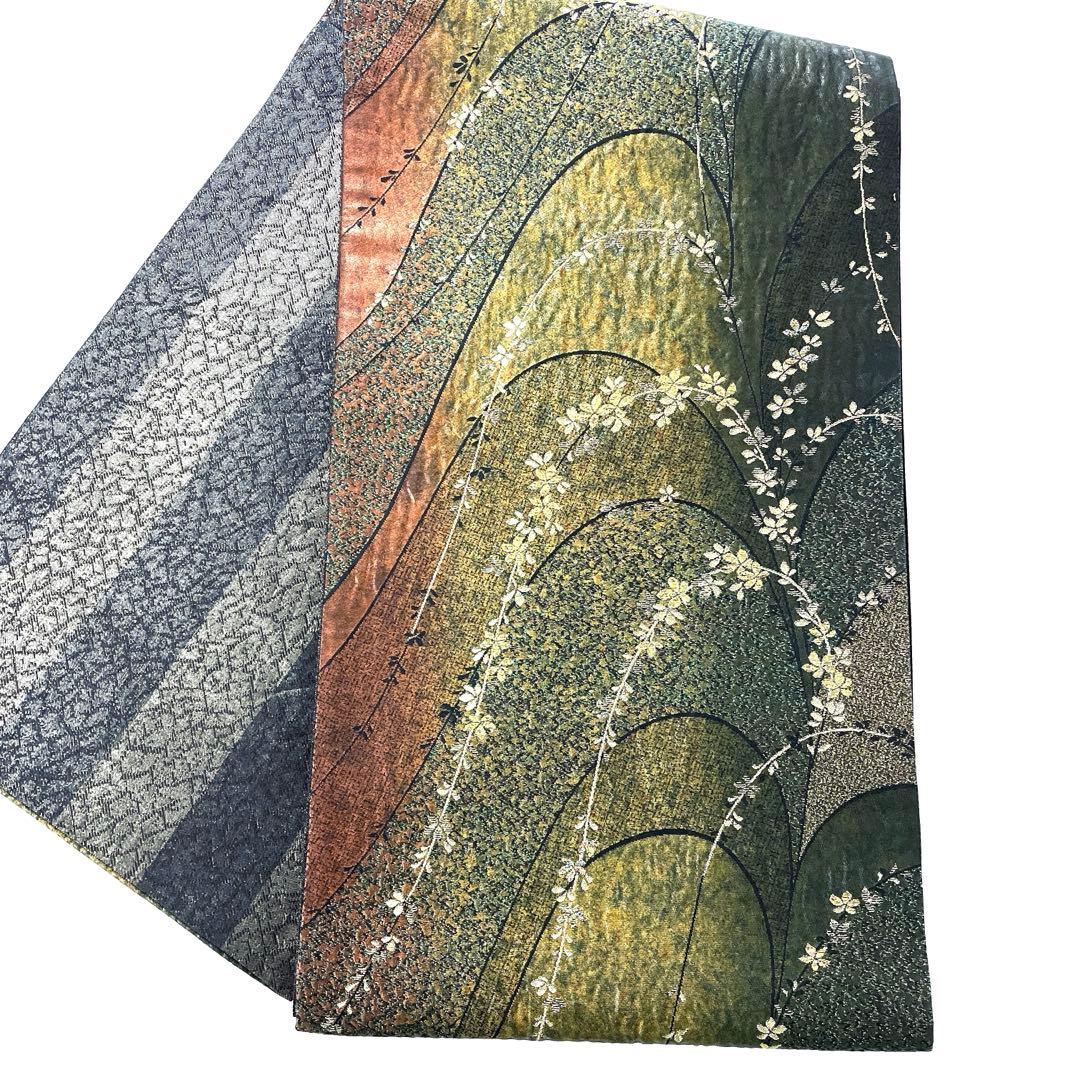 帯6024 ○高級 正絹 片面全通 リバーシブル 袋帯 - メルカリ