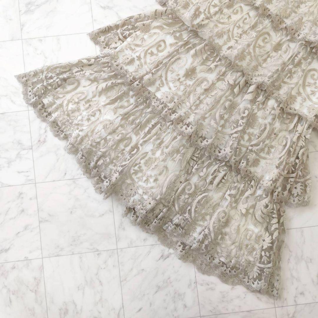 TADASHI SHOJI 総レース ティアード マキシ丈 ロング ドレス