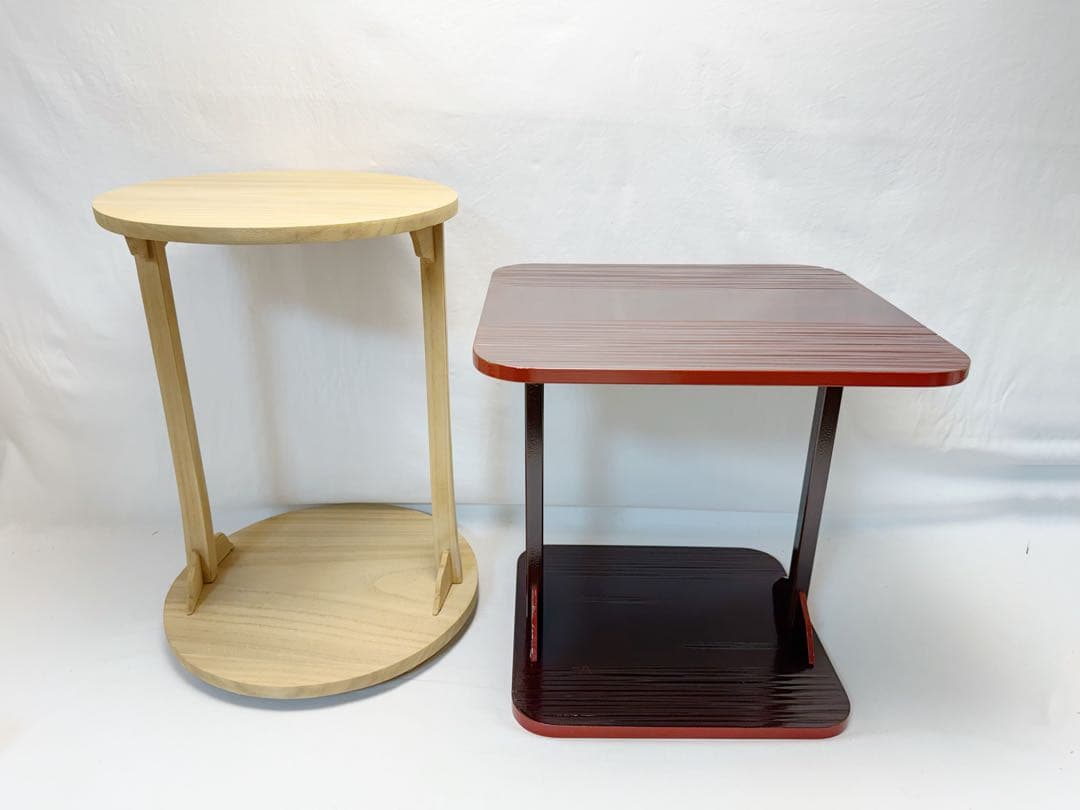 茶道具 休好写し 桐 丸卓 組み立式と 茶道具即中斎好 溜塗