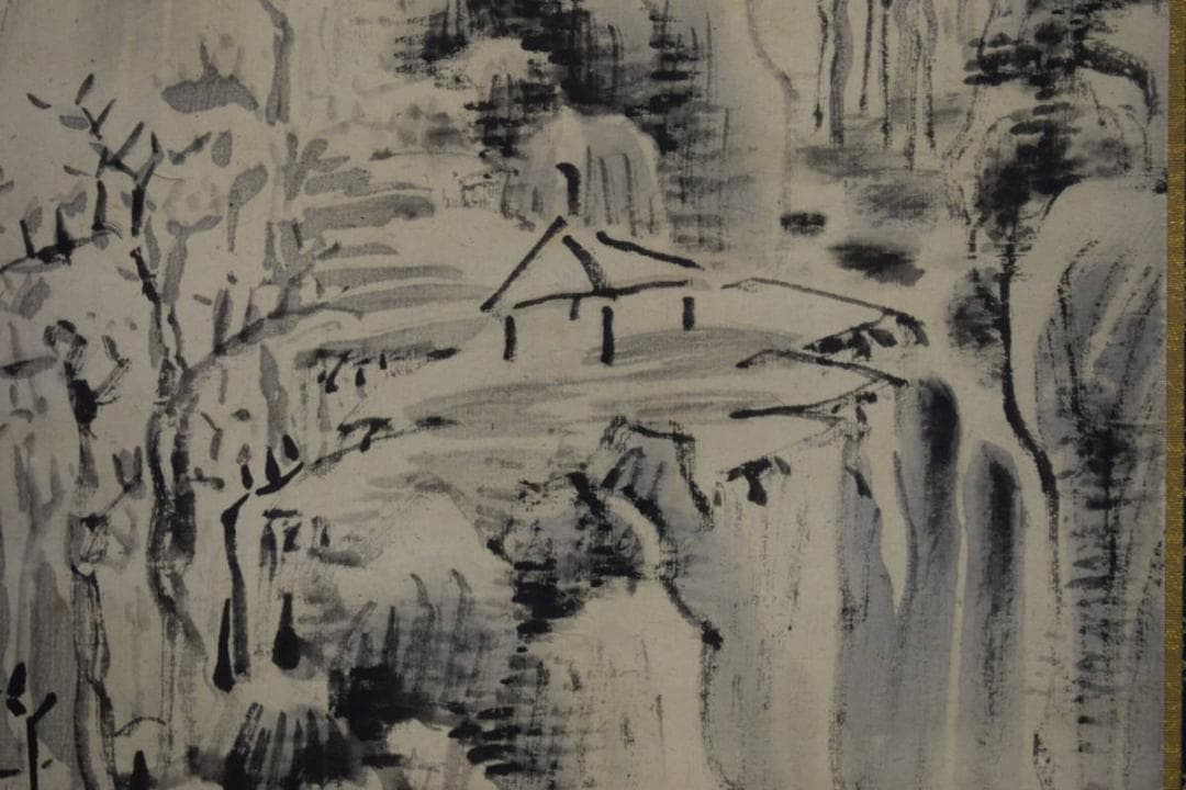 複製/頼山陽/山水画賛/絹表装/工芸/桐箱二重箱付/布袋屋掛軸HH-742