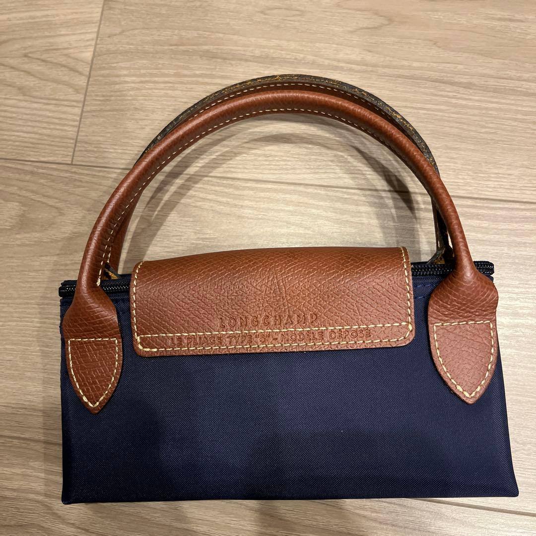 【美品】ロンシャン ル・プリアージュ ハンドバッグ ネイビー Sサイズ