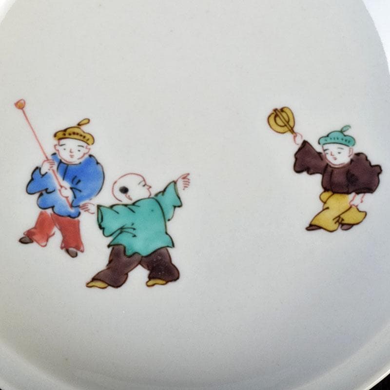 九谷焼 初代徳田八十吉造 古九谷写 絵変中皿 五客二組 共箱 F R9208B