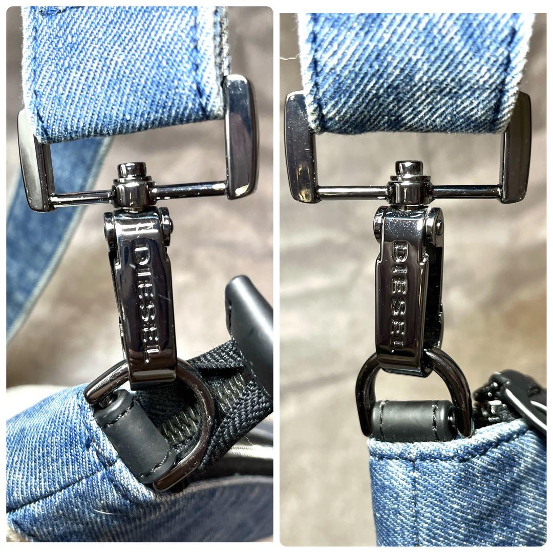 極美品 DIESEL デニム ショルダーバッグ キャンバス ロゴ ジップ y2k