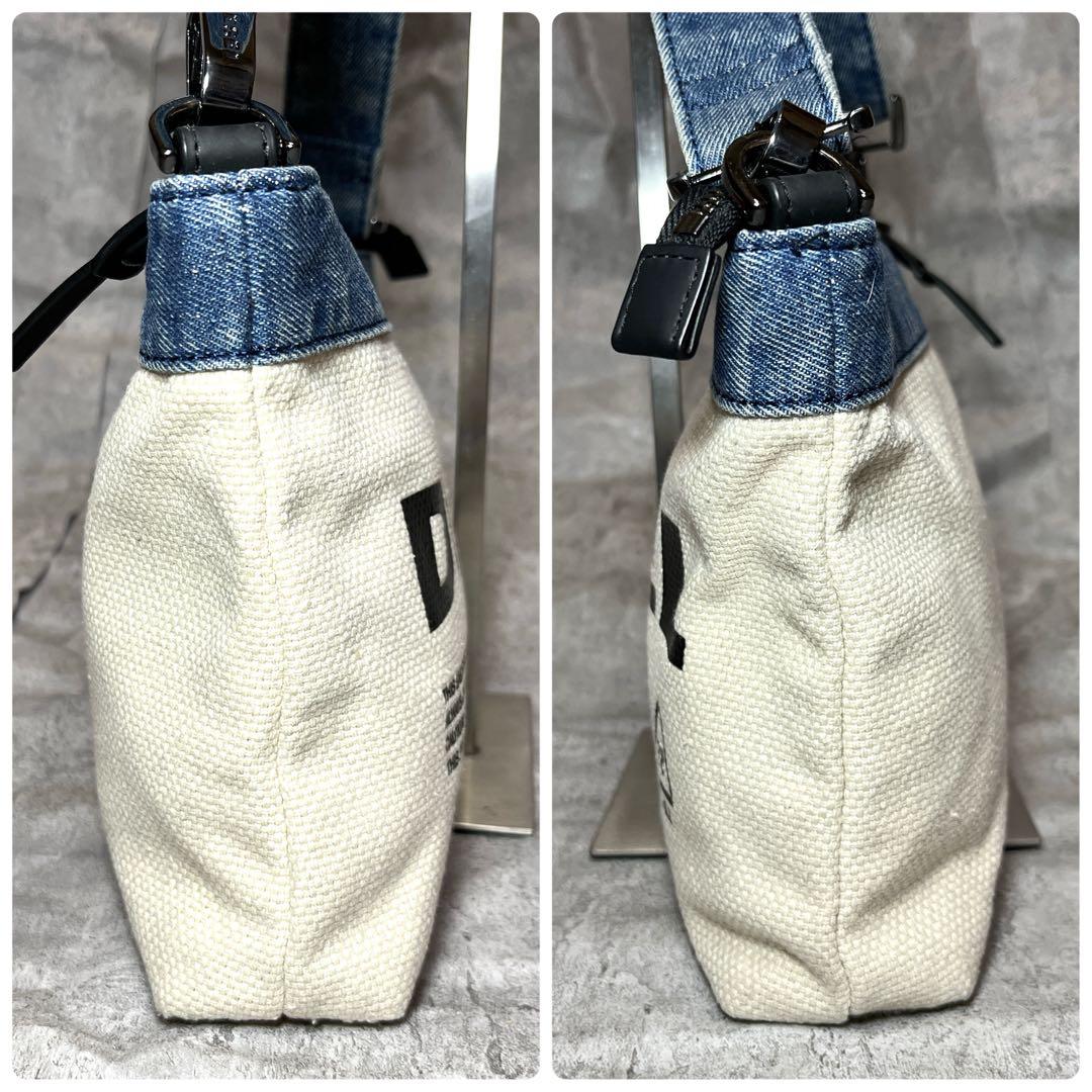 極美品 DIESEL デニム ショルダーバッグ キャンバス ロゴ ジップ y2k