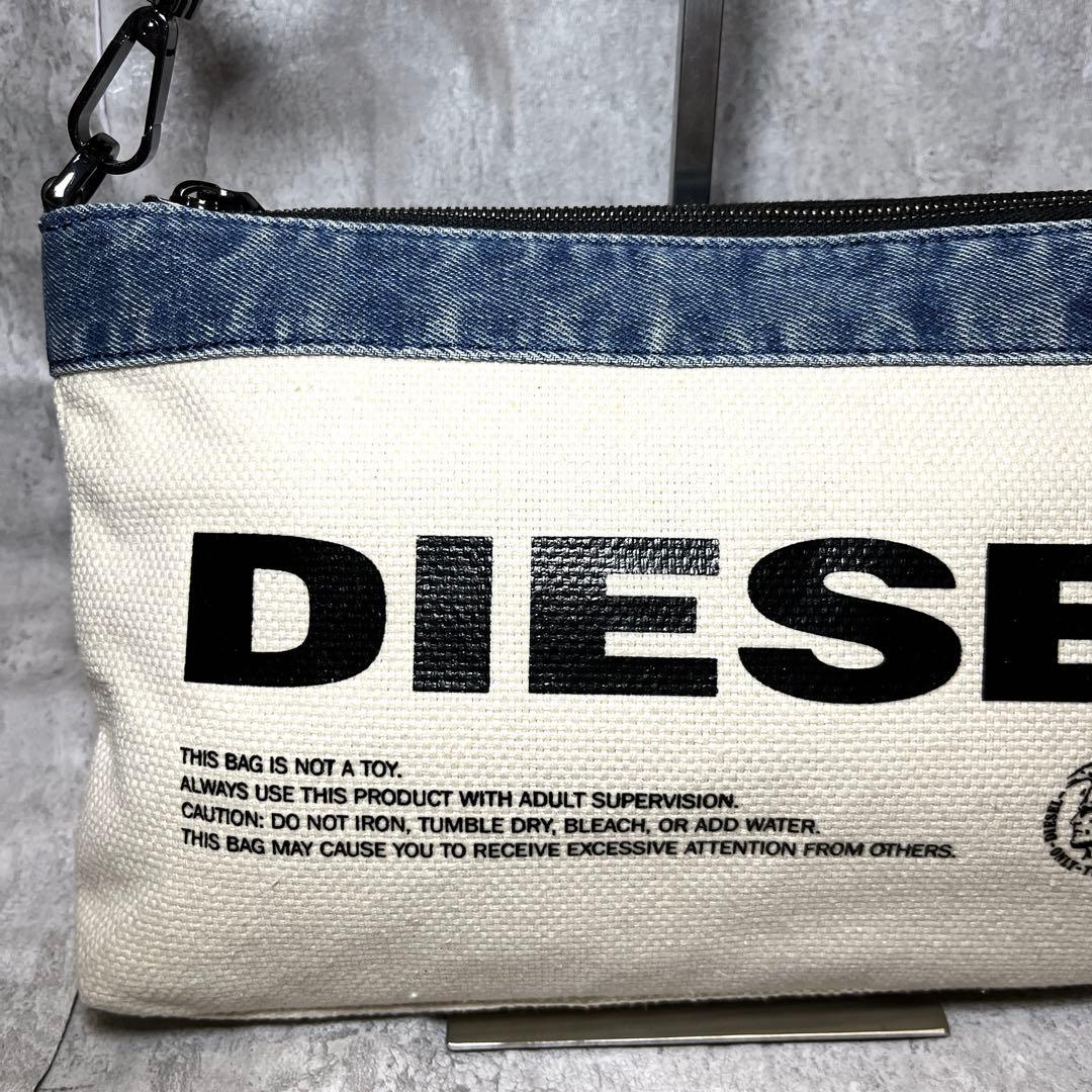 極美品 DIESEL デニム ショルダーバッグ キャンバス ロゴ ジップ y2k