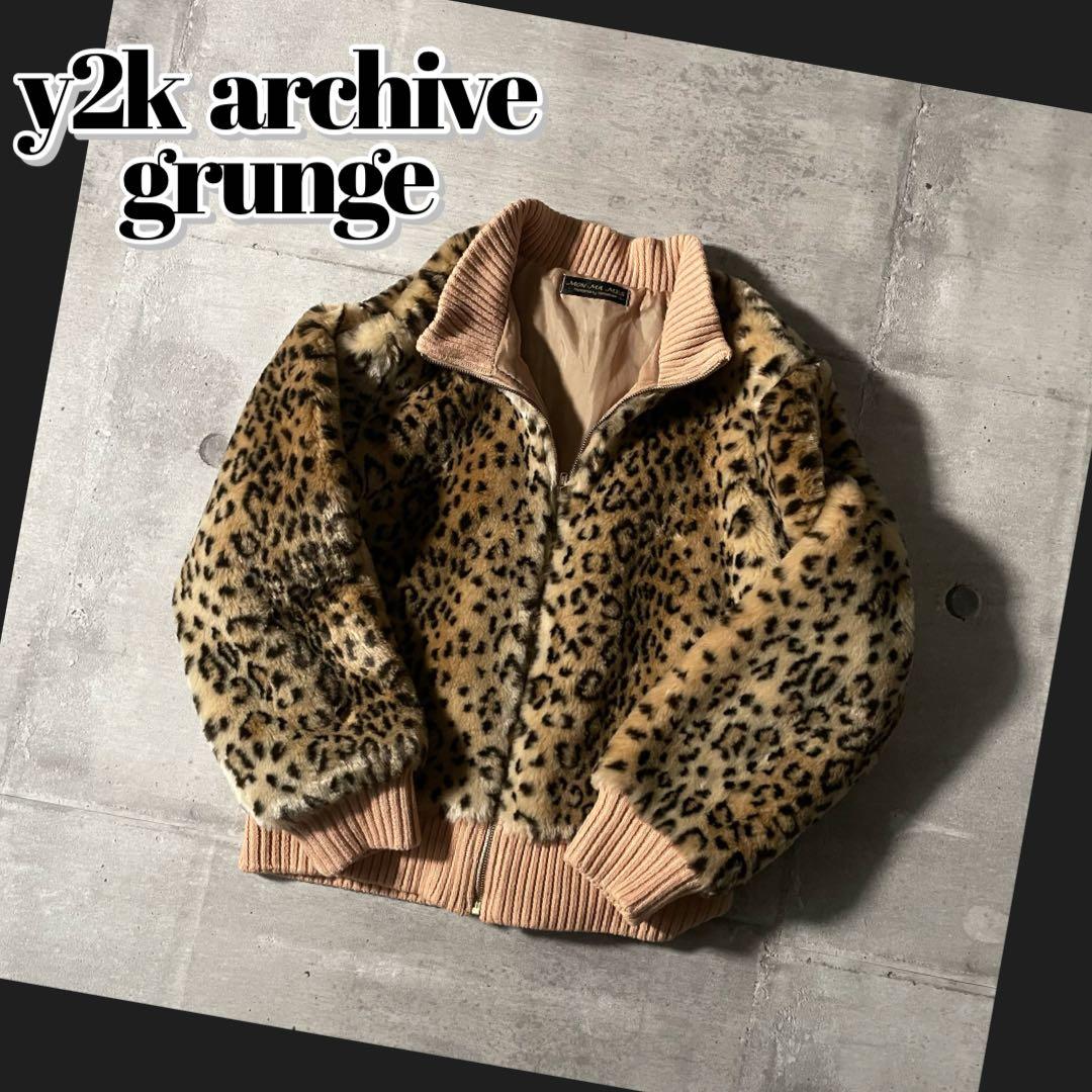 平成ギャル y2k ヒョウ柄 レオパード ファーダウンジャケット
