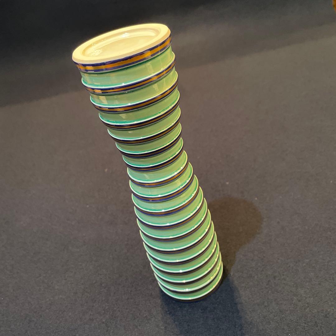 中村 翠嵐】(造)『砧花入 』『淡青交趾独楽筋』共箱※美品