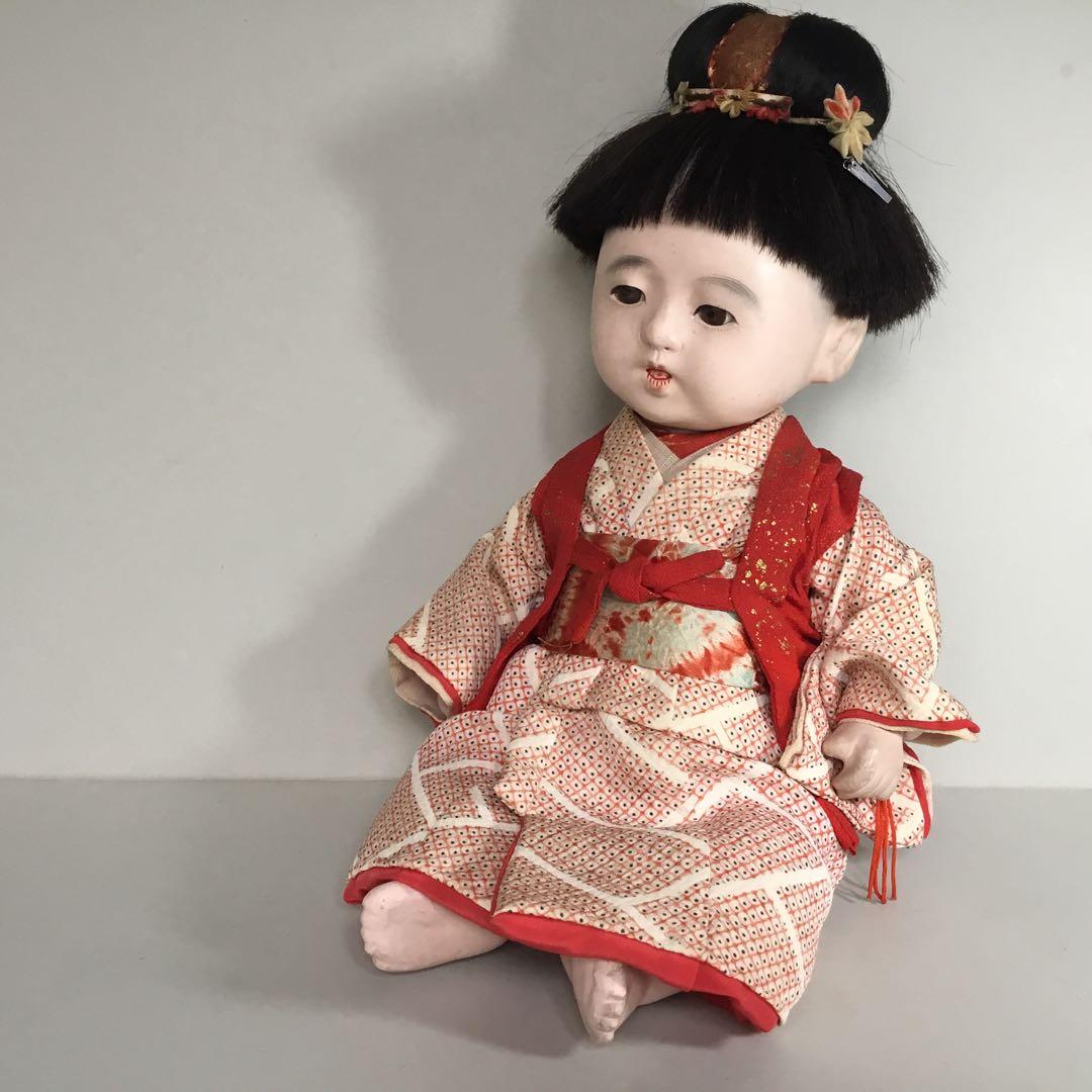 古い人形◇お座り人形髷結い◇紙箱入り 抱き人形 昭和レトロ 日本人形
