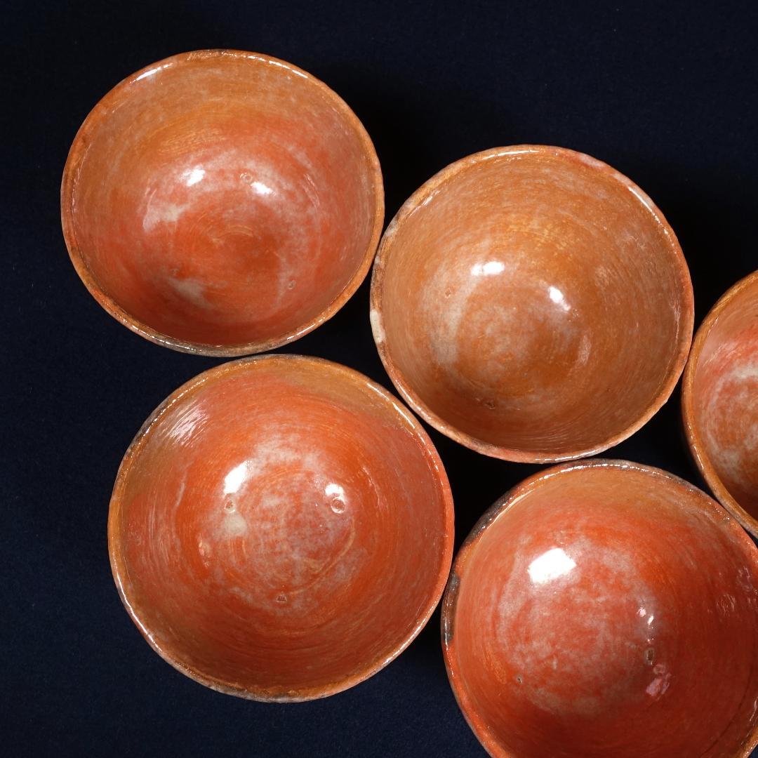 楽吉左衛門 覚々斎好 赤 蓋茶碗 蓋碗 向付 5客 共