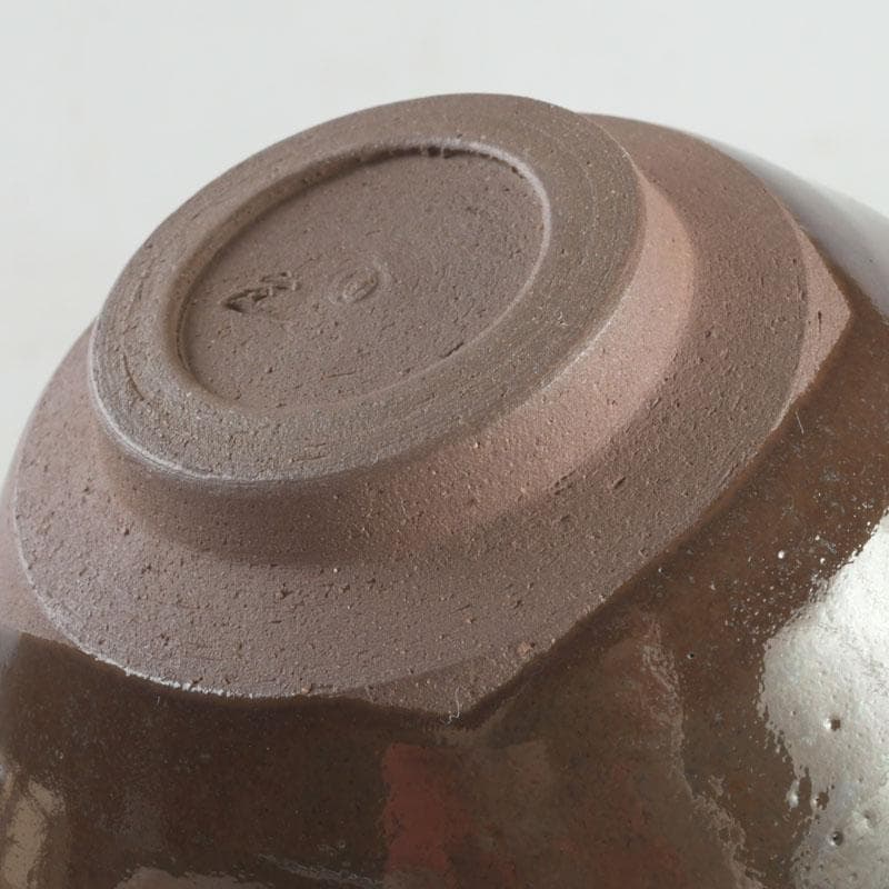 茶道具 桶谷定一作 灰被 天目茶碗 仕覆付 共布共箱 C 9487