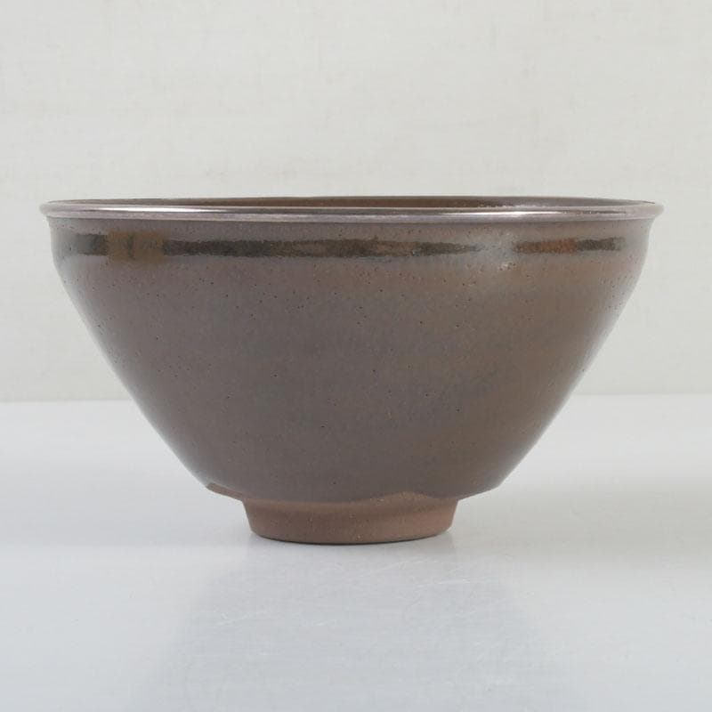 茶道具 桶谷定一作 灰被 天目茶碗 仕覆付 共布共箱 C 9487