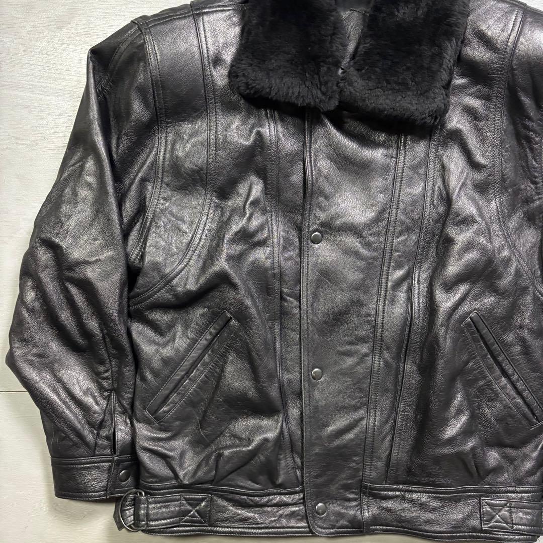vintage A-2 レザージャケット 襟ボア着脱可能 本革 短丈 黒 M