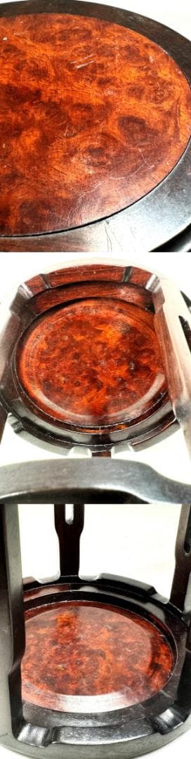 瘤杢 葡萄杢 唐木 透かし彫り小高卓台 玉杢 花梨 花台 華道 WWWT008