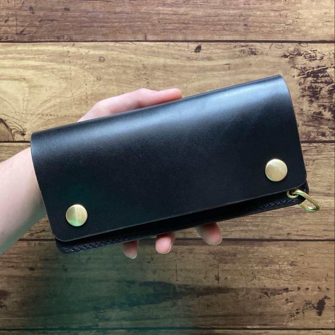 MARYAMホースバット トラッカーウォレット180（ロング）3層 茶芯ブラック