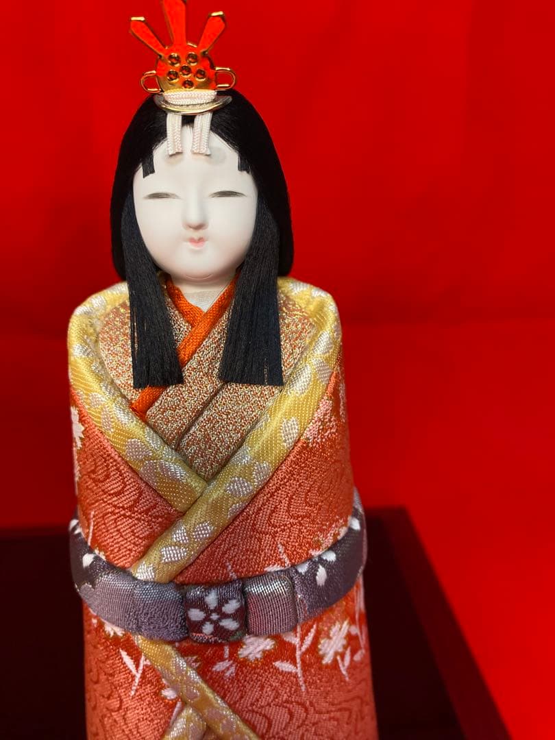 真多呂作 東京久月監製 木目込み人形 光栄立雛ガラスケース入 真