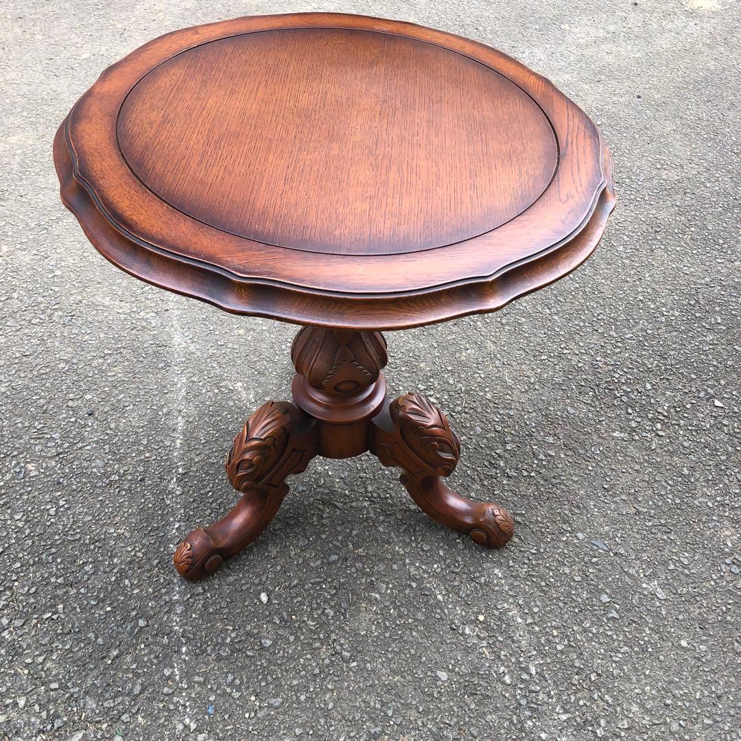 マホガニー無垢材 コーヒーテーブル アンティーク調木彫装飾 美しい