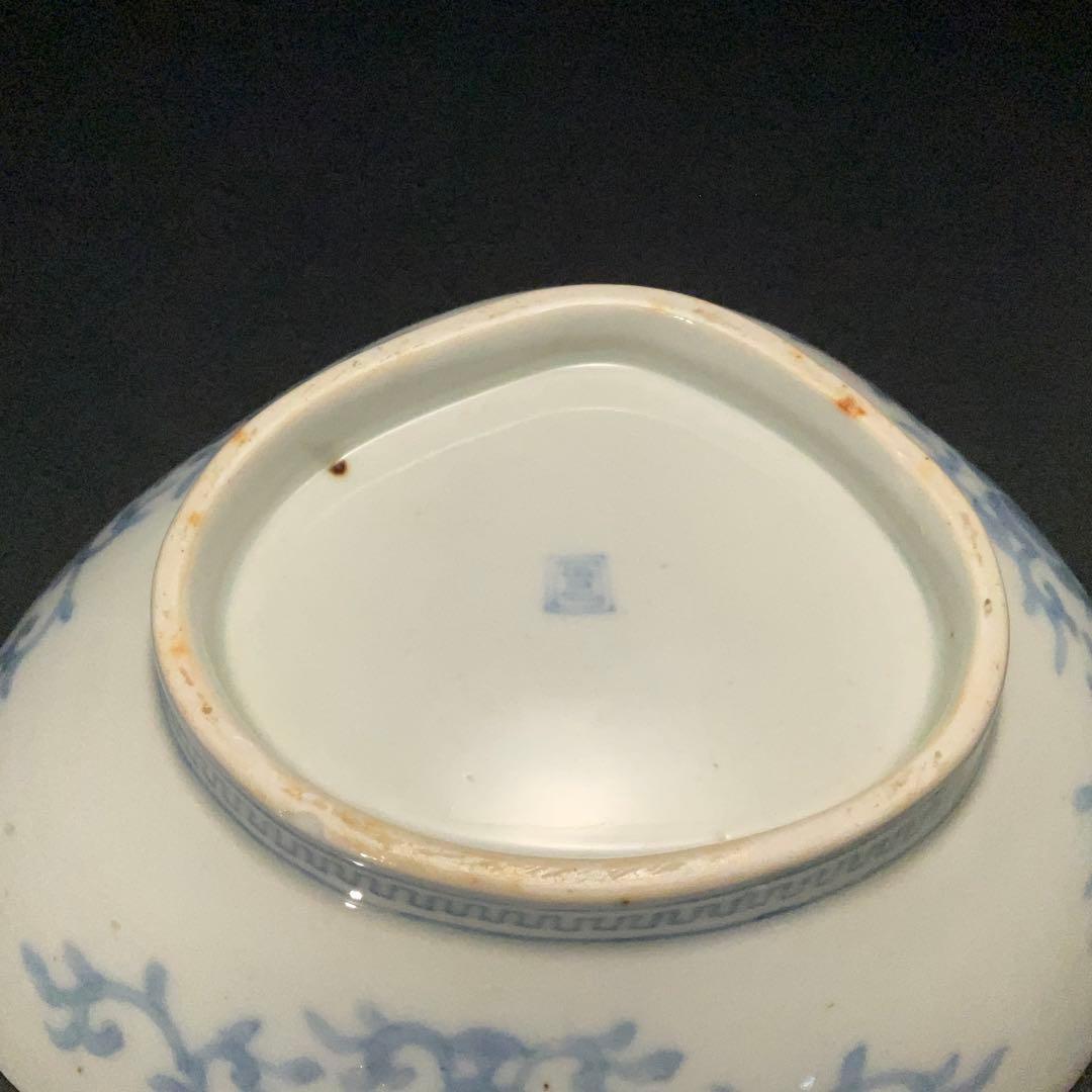 伊万里金襴手 富士と松鶴図貝形皿　古伊万里　骨董　R1285w1ダB